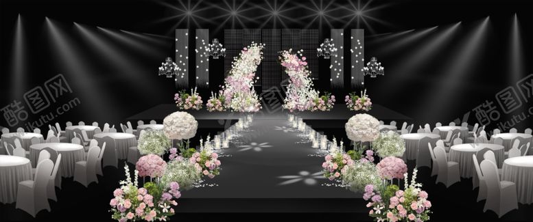 编号：68576704051536216692【酷图网】源文件下载-浪漫粉色花卉婚礼现场布置