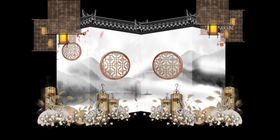 水墨新中国风婚礼设计背景