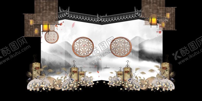 编号：93318109180744501442【酷图网】源文件下载-水墨新中国风婚礼设计背景