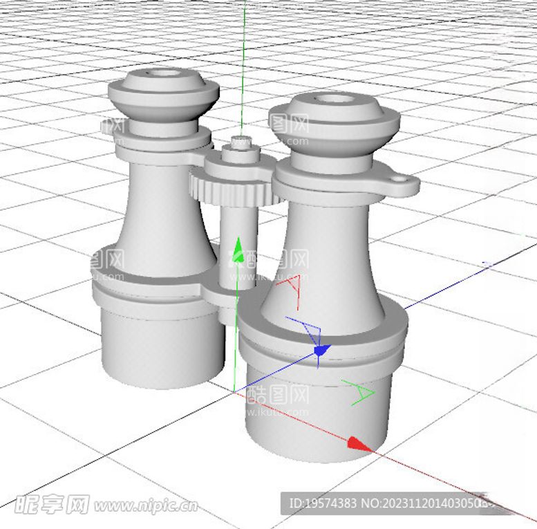 编号：63321211250659239543【酷图网】源文件下载-C4D模型双筒望远镜