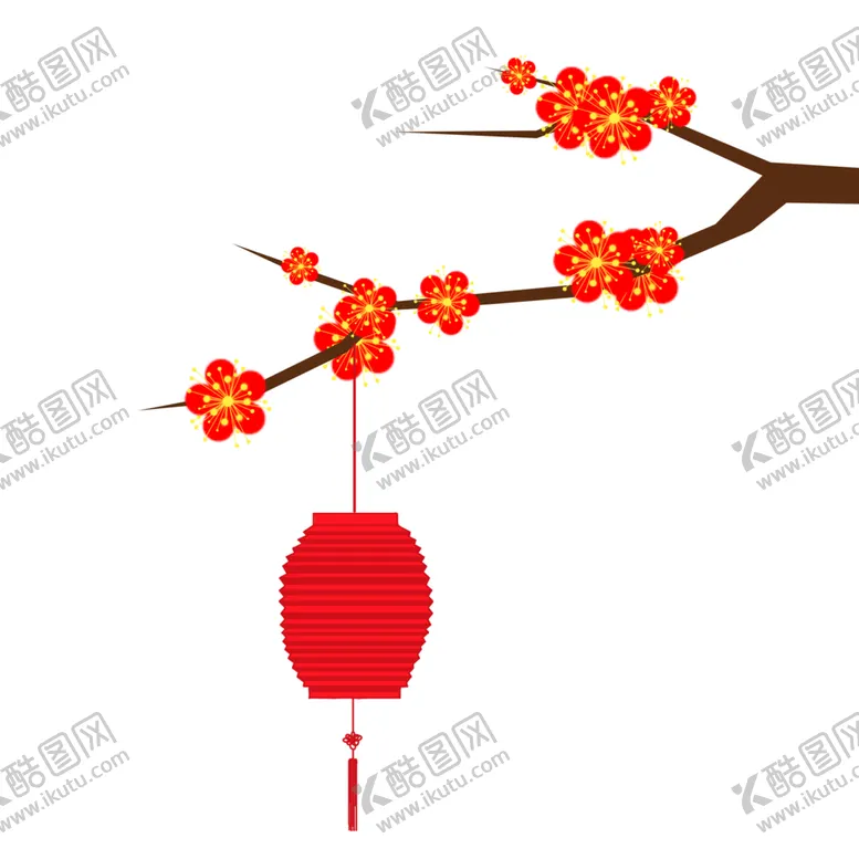 编号：89585303281820573641【酷图网】源文件下载-中国风灯笼梅花元素PNG