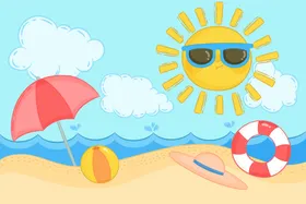 夏日沙滩背景度假旅行旅游风海报