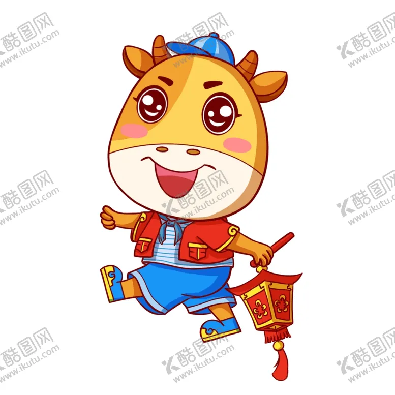 编号：54233203301937437224【酷图网】源文件下载-吉祥牛牛手绘喜庆牛过年
