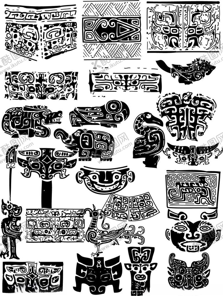 编号：30314611241307359350【酷图网】源文件下载-复古风格黑白图案设计素材