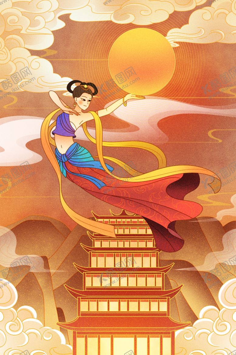 编号：12280512050211418665【酷图网】源文件下载-敦煌神话插画