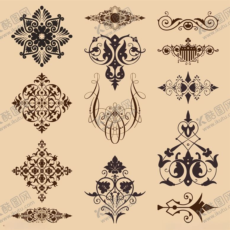 编号：80091004171233427303【酷图网】源文件下载-复古精美装饰花纹图案集