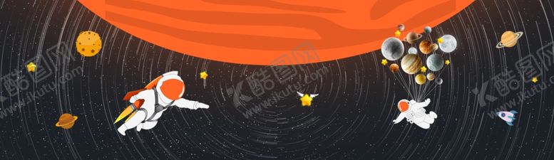 编号：30176809151240073688【酷图网】源文件下载-新中式手绘卡通宇航员星际装饰画
