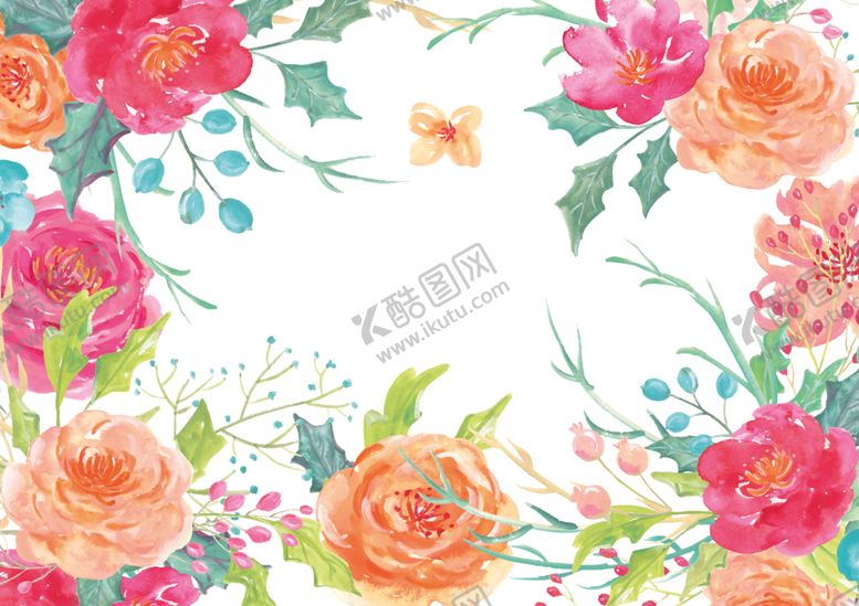 编号：18343901140631232253【酷图网】源文件下载-水彩花卉框架png
