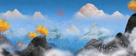水墨山水画背景墙装饰画