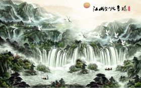 山水画背景墙