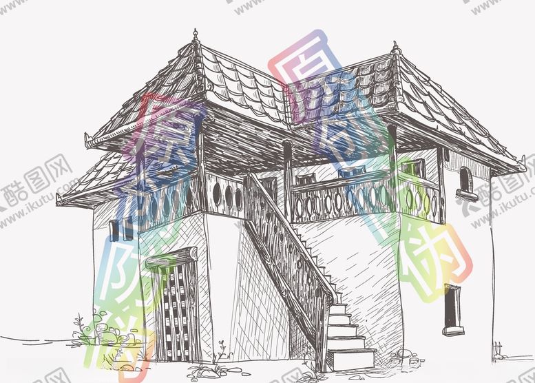 编号：12252105181052449797【酷图网】源文件下载-素描楼房