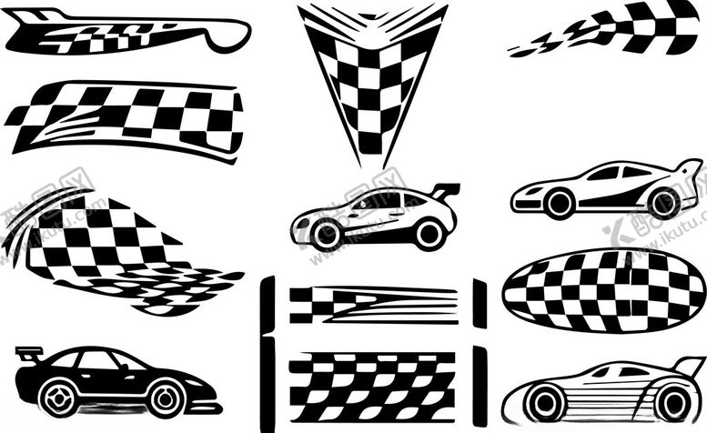 编号：60934604041211144174【酷图网】源文件下载-赛车元素图案集合