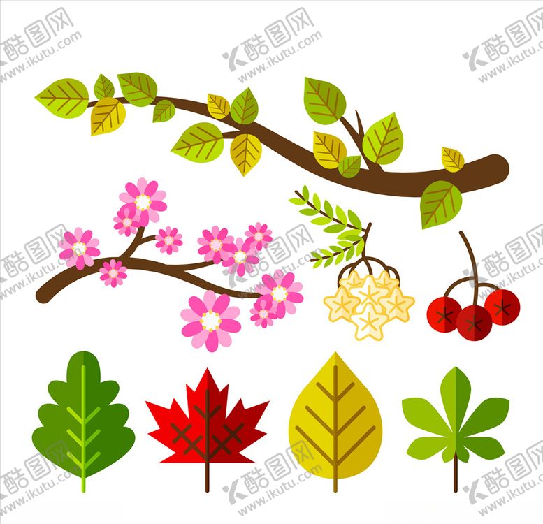 编号：31170109302135329079【酷图网】源文件下载-矢量树叶树枝