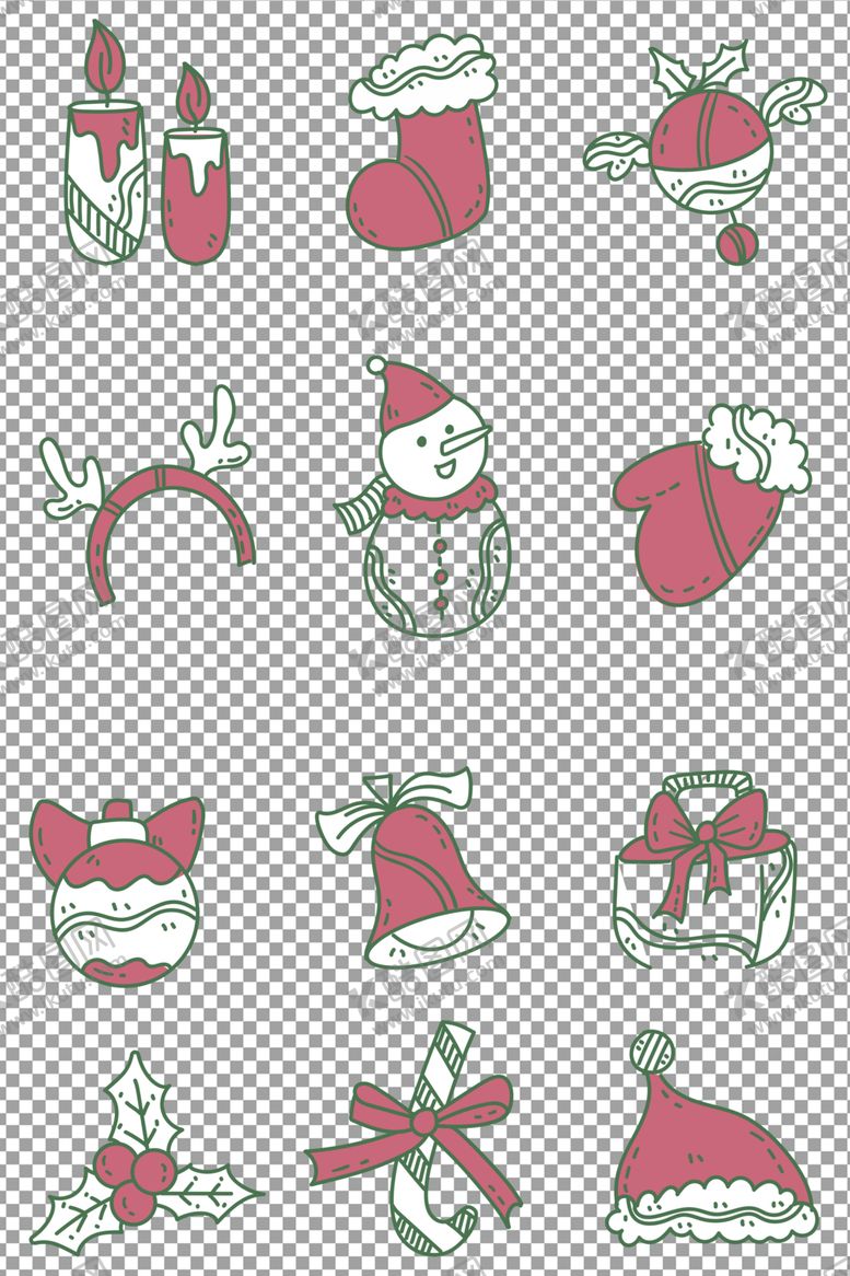 编号：61147510091537106409【酷图网】源文件下载-手绘圣诞节挂件装饰