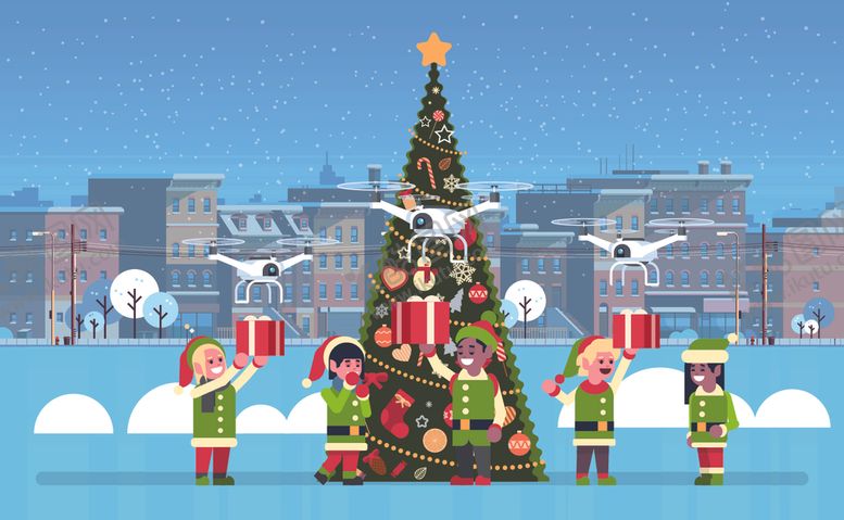 编号：72150609182013212243【酷图网】源文件下载-冬季圣诞节城市风景插画