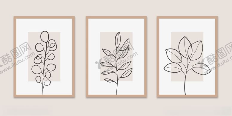 编号：60206904060218483367【酷图网】源文件下载-简约植物线条装饰画