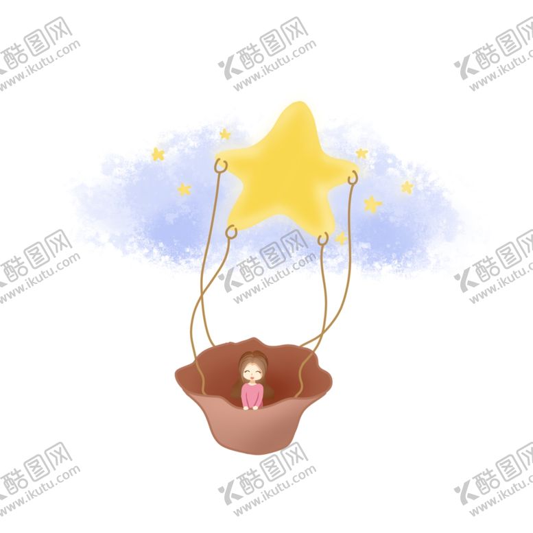 编号：75282511261723096363【酷图网】源文件下载-卡通星星气球吊篮素材
