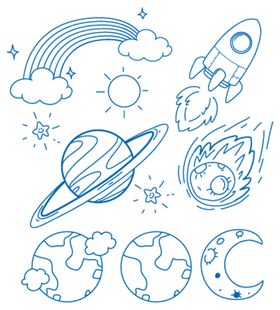 线描宇宙太空插画