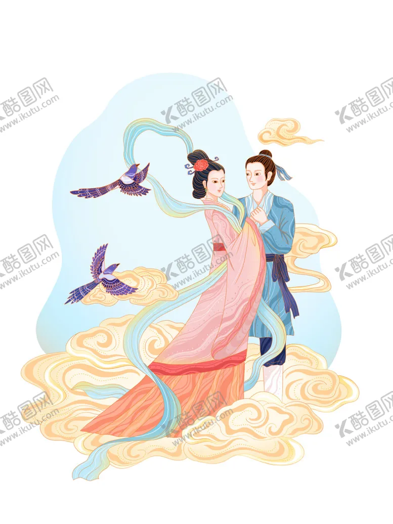 编号：24308609160732102308【酷图网】源文件下载-牛郎织女素中国风形象