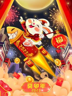 新年海报2023兔兔春2023兔春