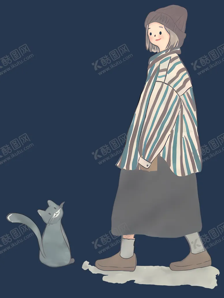 编号：25343901260530188634【酷图网】源文件下载-女孩与猫