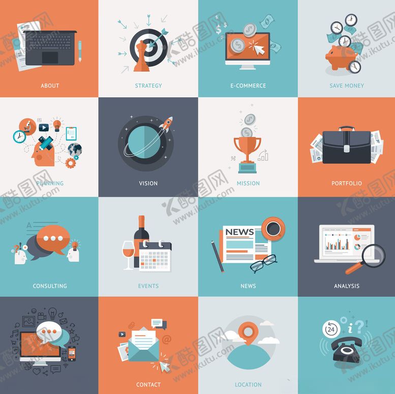 编号：53483504100051398258【酷图网】源文件下载-商务办公相关图标集合