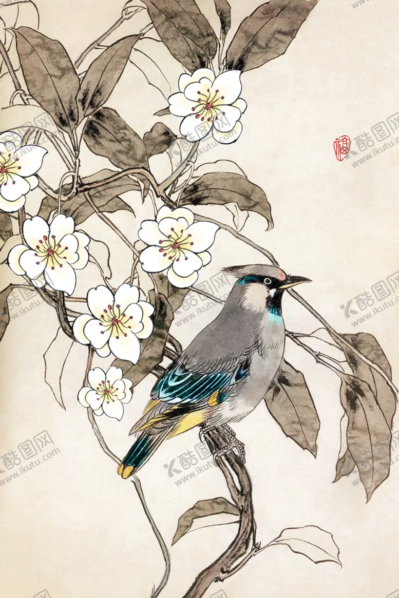 编号：76015310011538064231【酷图网】源文件下载-工笔花鸟小清新新中式装饰画