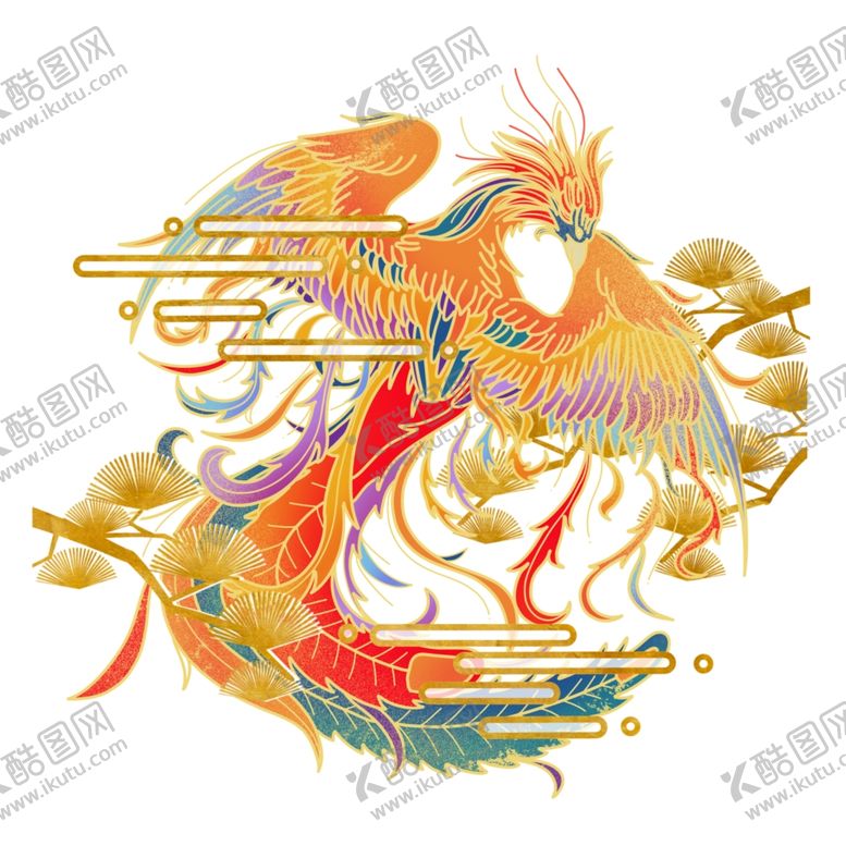 编号：99587804180915061079【酷图网】源文件下载-国潮凤凰插画