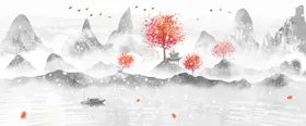 山水画装饰背景墙墨插