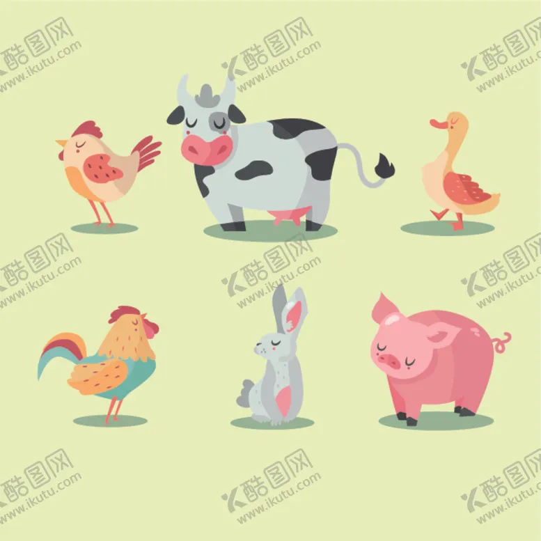 编号：51561003011520206787【酷图网】源文件下载-手绘家禽牲畜插画