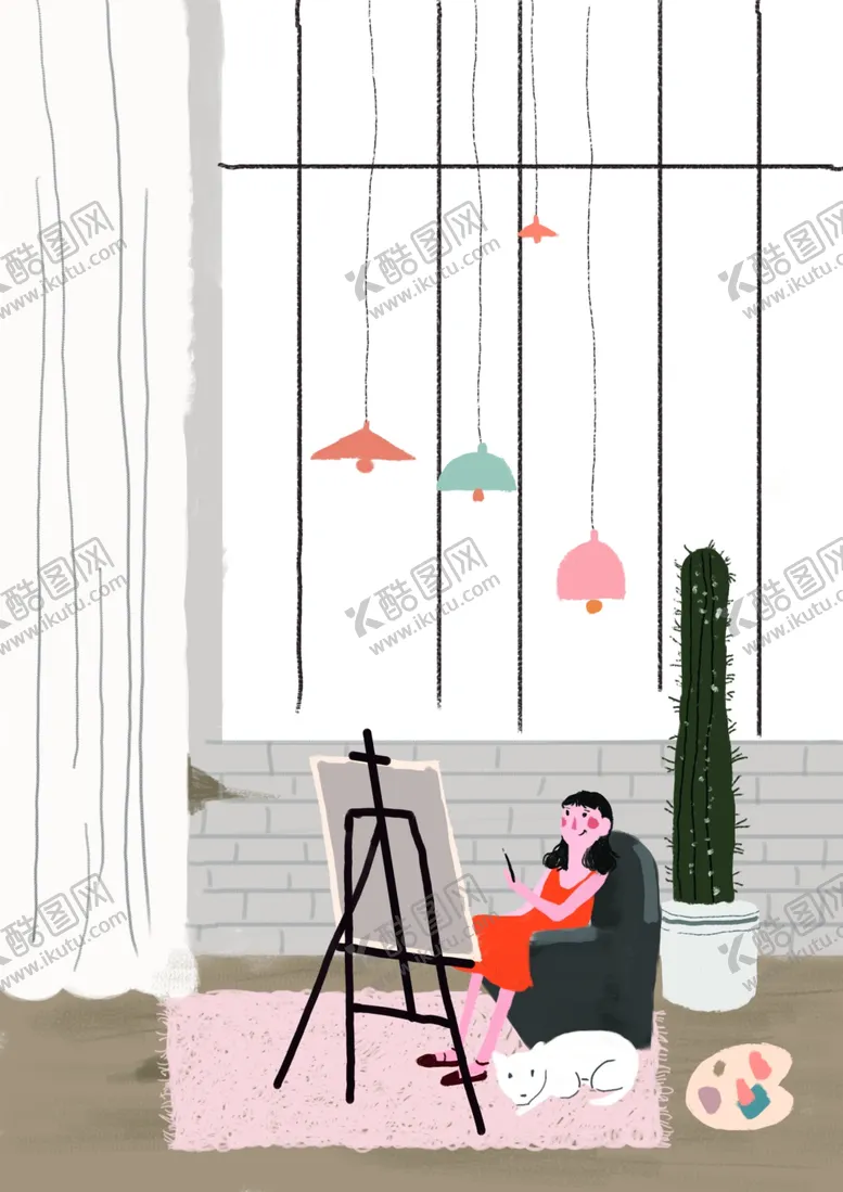 编号：67733006261253101686【酷图网】源文件下载-绘画的女孩