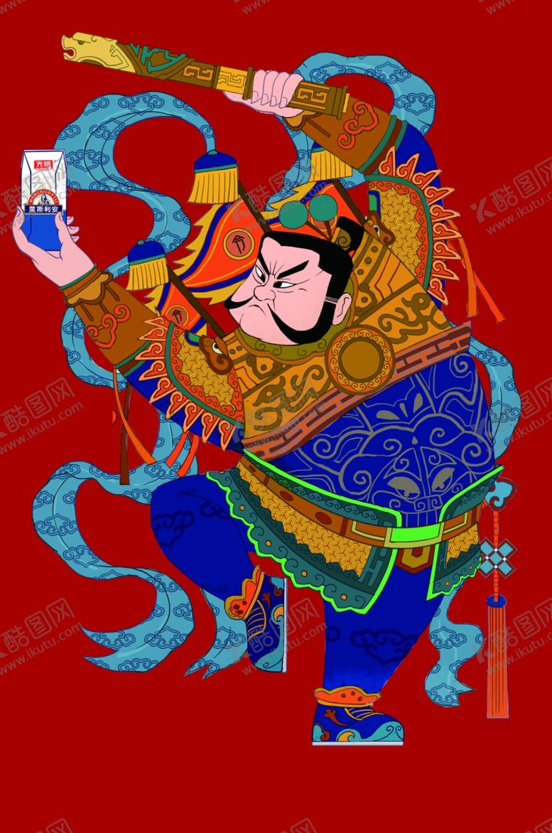 编号：76886609121217229991【酷图网】源文件下载-门神年画插画手绘画漫画
