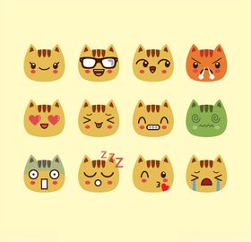 矢量猫灰卡通小线条画