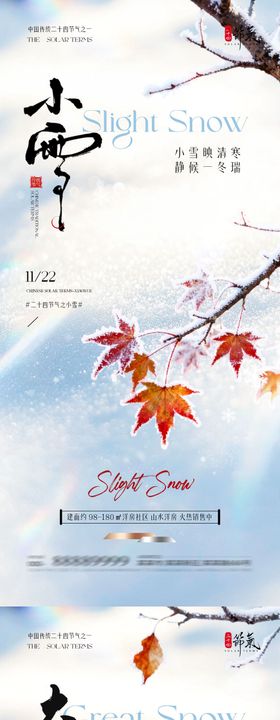 小雪大雪简约意境系列海报