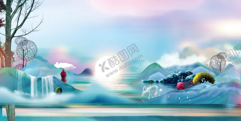 编号：65897312291615267813【酷图网】源文件下载-古风山水背景