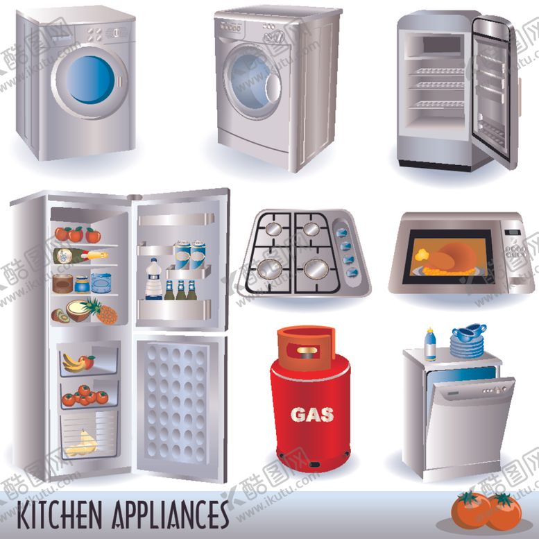 编号：87788310151310006977【酷图网】源文件下载-矢量家电冰箱洗衣机