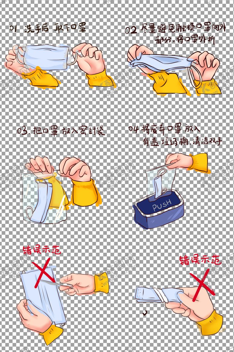 编号：57229009130612267083【酷图网】源文件下载-正确处理废弃口罩