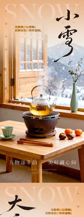 小雪大雪中式氛围海报