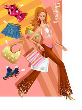 时尚人物女模特插图休闲女性感女