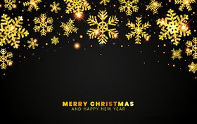 金色雪花圣诞新年贺卡