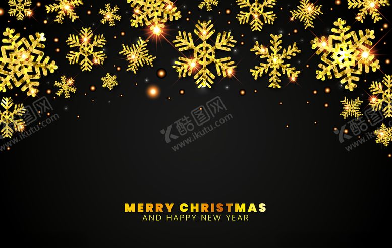 编号：15556310300625261411【酷图网】源文件下载-金色雪花圣诞新年贺卡
