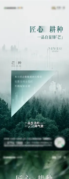 芒种节气海报质感创意景观