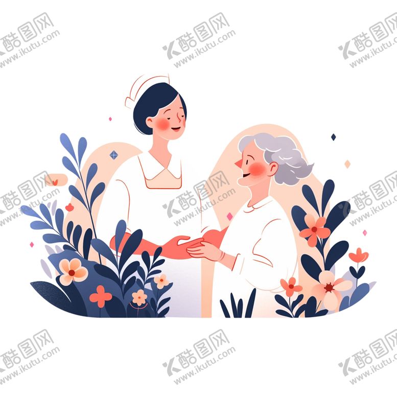 编号：98514302031705343149【酷图网】源文件下载-卡通扁平风医生与病人免抠元素