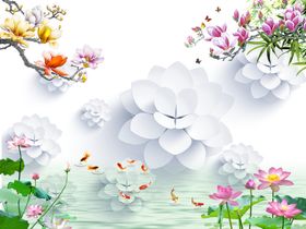 中式立体花朵玄关屏风装饰画沙发