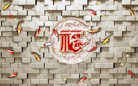 福鲤鱼金鱼背景墙瓷砖