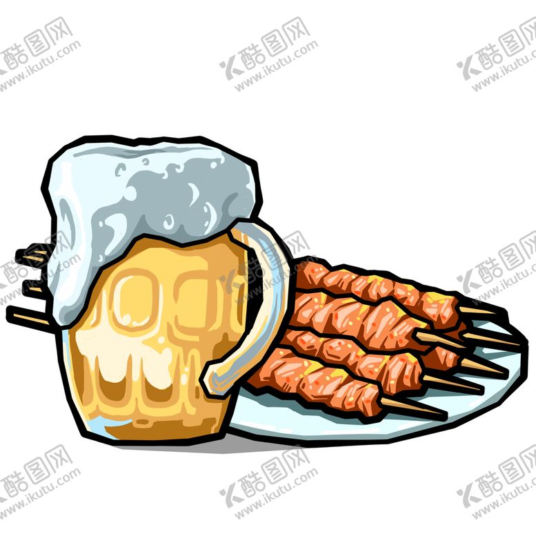 编号：70925410090528244358【酷图网】源文件下载-啤酒烧烤插画素材