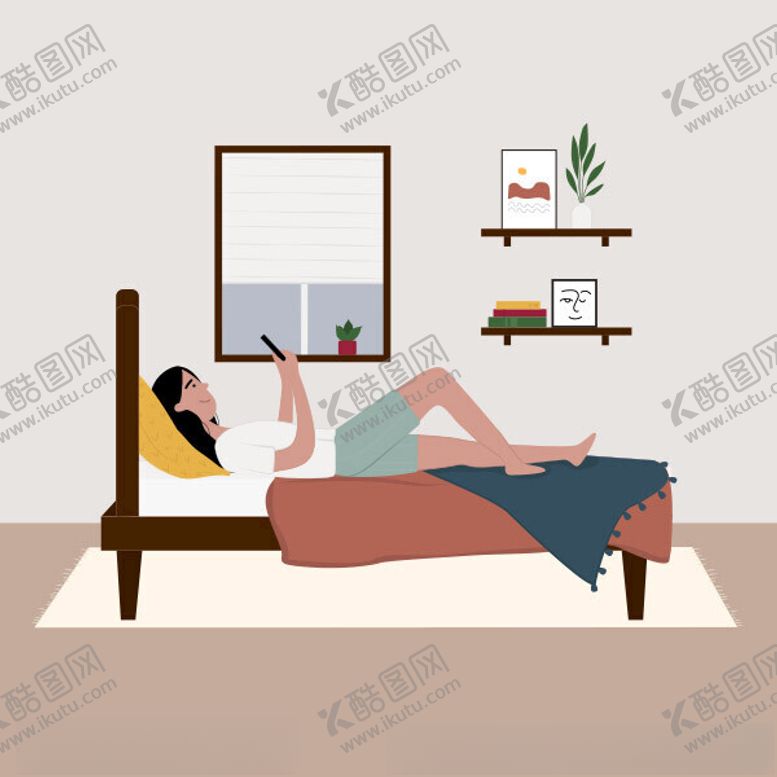 编号：17220902212151281888【酷图网】源文件下载-床上玩手机