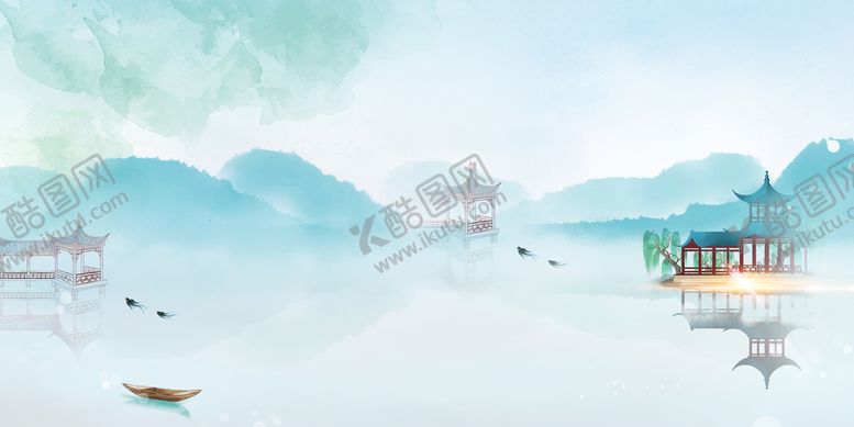 编号：33838710192151586864【酷图网】源文件下载-中国风山水画背景