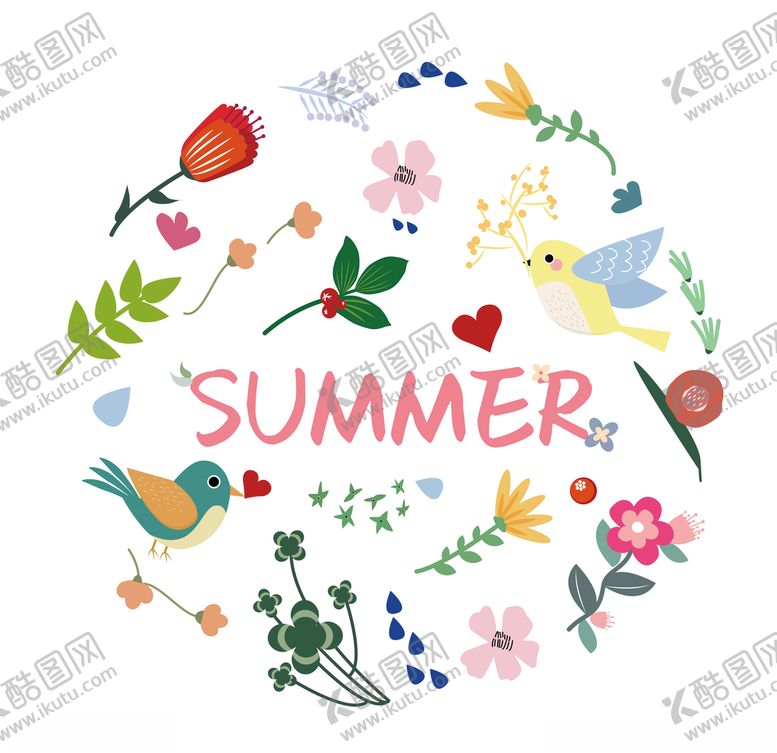 编号：25899010061405149741【酷图网】源文件下载-春天花朵与鸟素材