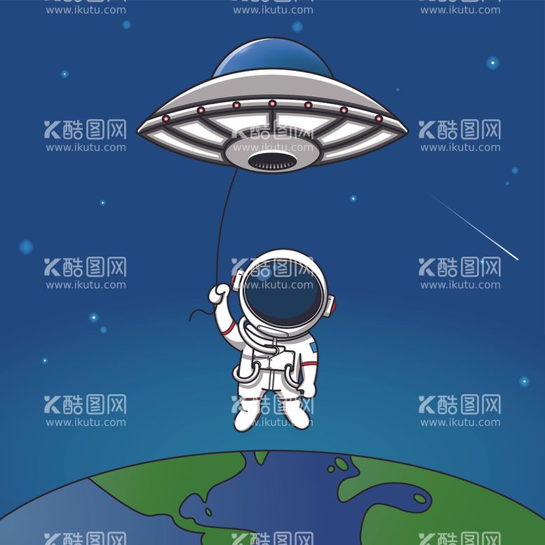 编号：80441312132128482064【酷图网】源文件下载-Q版宇航员和宇宙飞船